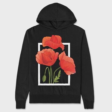 Watercolor Poppies, Hanorac Oversize Barbati (Unisex)