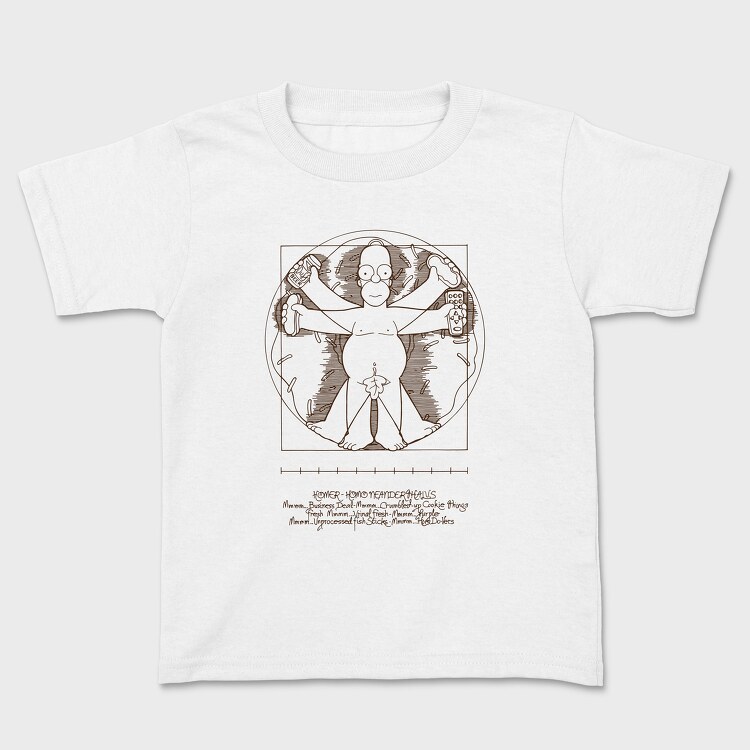 Homer Simpson Mensch Da Vinci Anatomie, Tricou Copii
