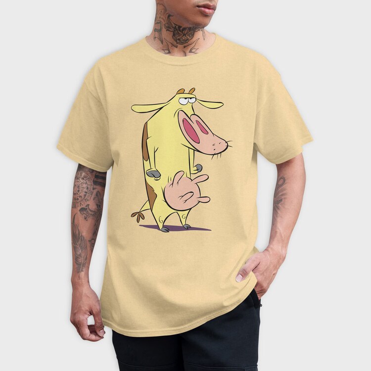 Cartoon Retro Cow and Chicken 2, Tricou Barbati (Unisex)