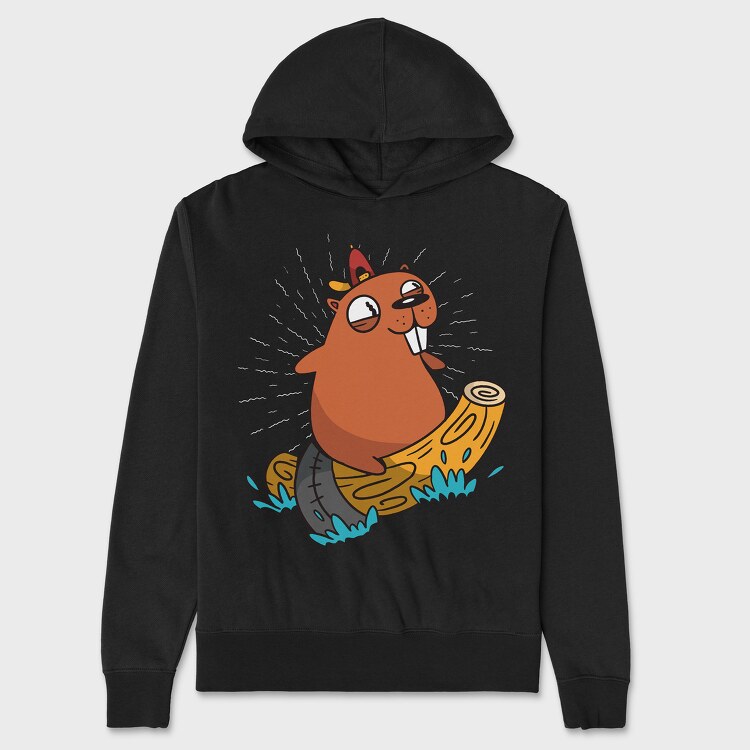 Surfing Beaver, Hanorac Oversize Barbati (Unisex)