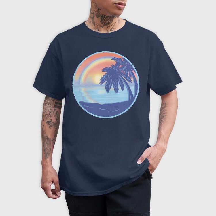 Sunset Rainbow Beach, Tricou Barbati (Unisex)