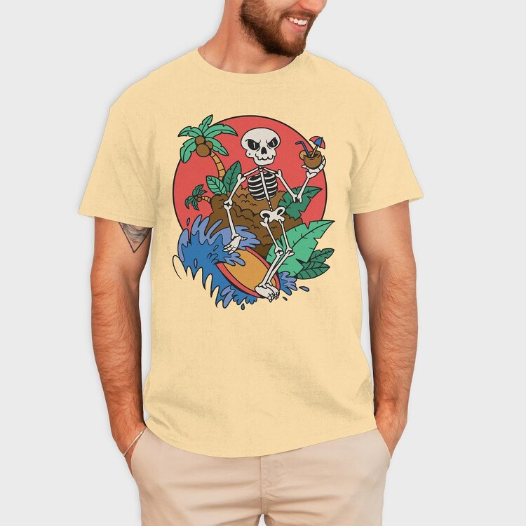 Surfing Skeleton, Tricou Barbati (Unisex)