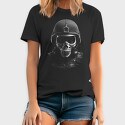 Militar Skull Monochrome, Tricou Barbati (Unisex)