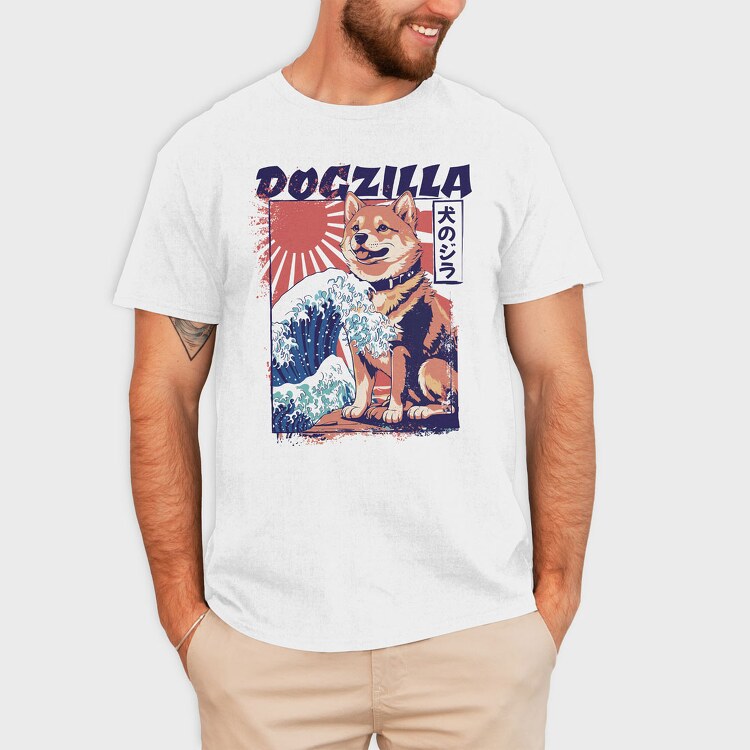 Dogzilla Retro Japanese, Tricou Barbati (Unisex)