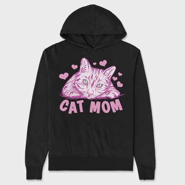 Cat Mom Pink, Hanorac Oversize Barbati (Unisex)