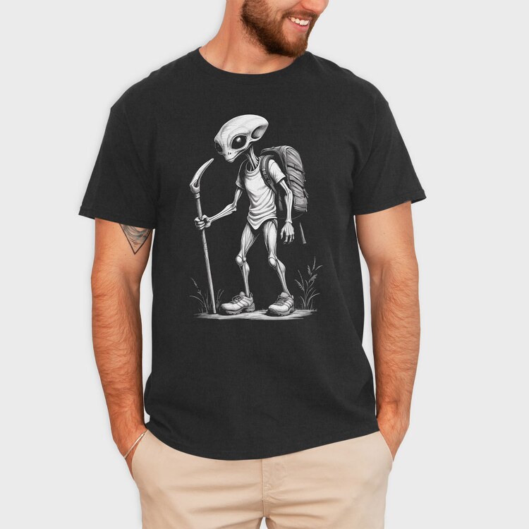 Alien Hiking Monochrome, Tricou Barbati (Unisex)