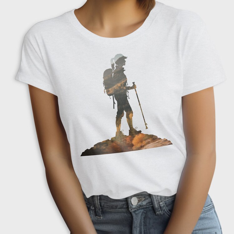 Hiking Woman Mountains Exposure, Tricou Femei