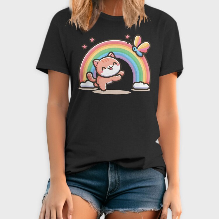 Cat Rainbow Cartoon, Tricou Barbati (Unisex)