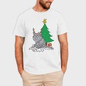Cat Tangled in Christmas Lights, Tricou Barbati (Unisex)