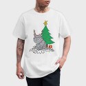 Cat Tangled in Christmas Lights, Tricou Barbati (Unisex)