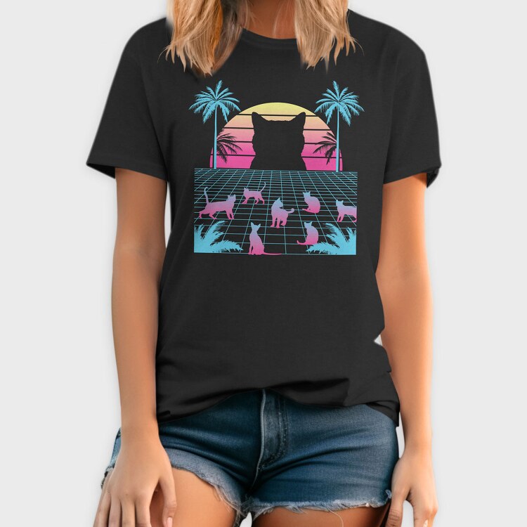 Cat Vaporwave, Tricou Barbati (Unisex)