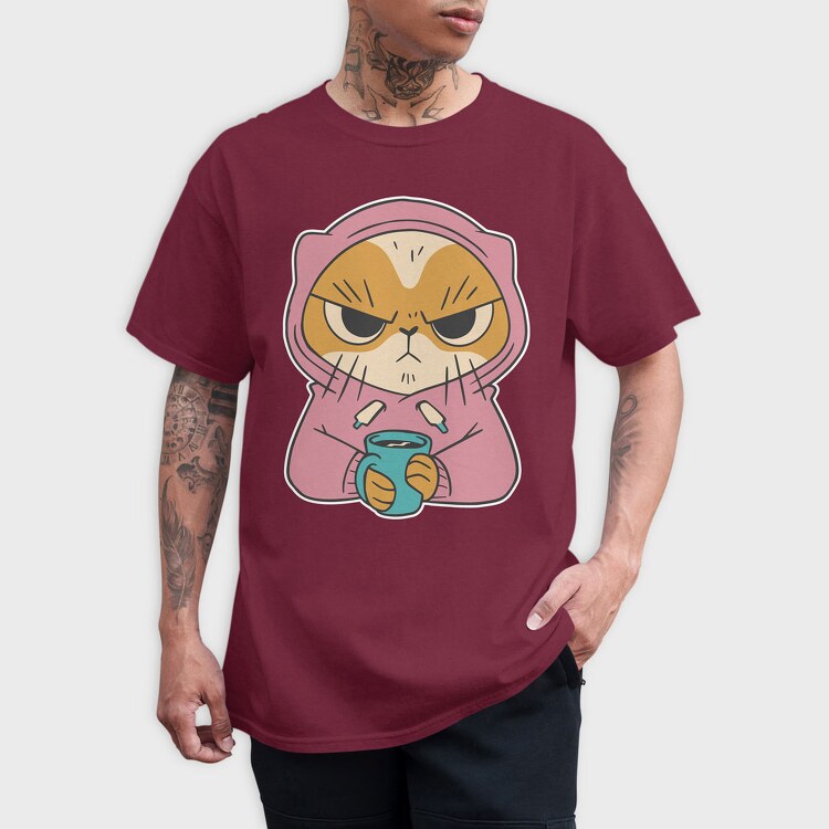 Angry Cat Coffee, Tricou Barbati (Unisex)