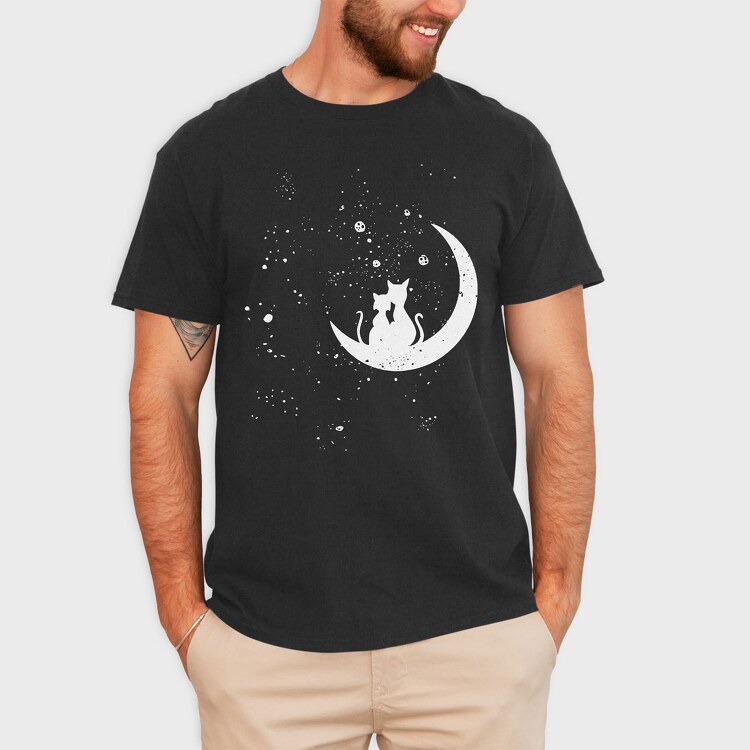 Cats Love Moon, Tricou Barbati (Unisex)