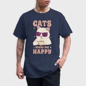 Cats Make Me Happy Coffee, Tricou Barbati (Unisex)