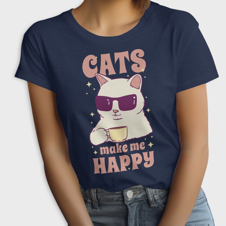 Cats Make Me Happy Coffee, Tricou Femei