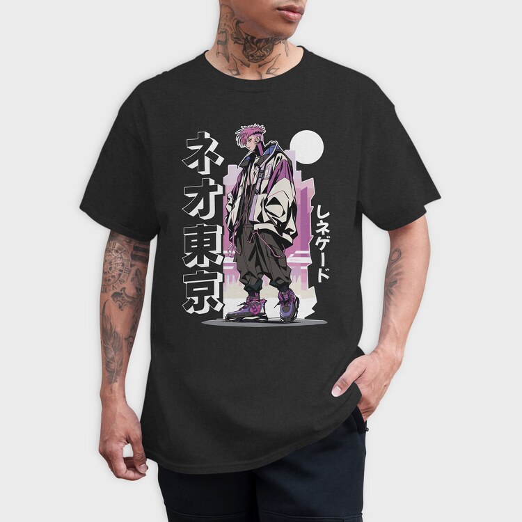 Anime Pink Hair Character, Tricou Barbati (Unisex)