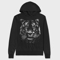 Tiger Monochrome, Hanorac Oversize Barbati (Unisex)