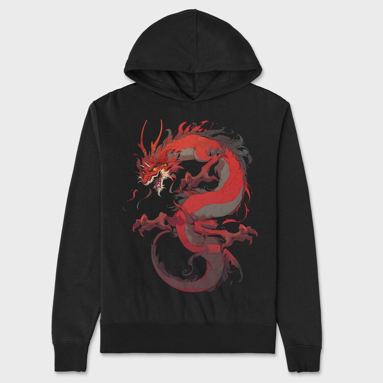 Chinese Dragon, Hanorac Oversize Barbati (Unisex)