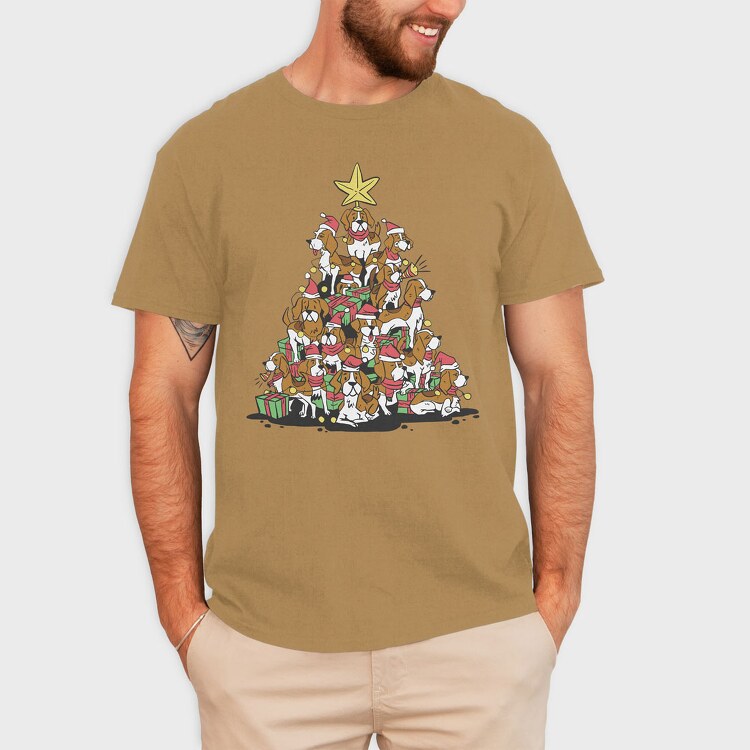 Christmas Tree Beagle, Tricou Barbati (Unisex)