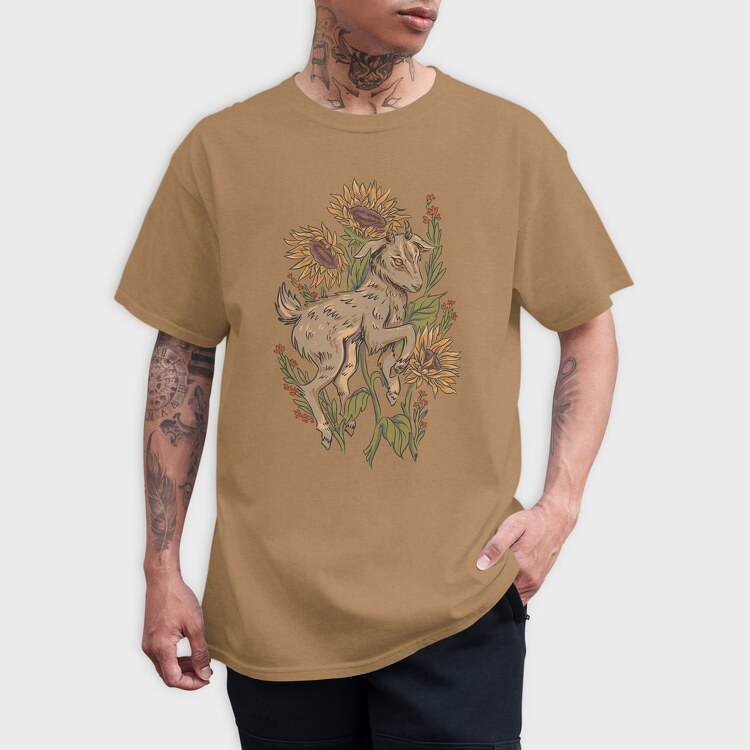 Baby Goat Sunflowers, Tricou Barbati (Unisex)