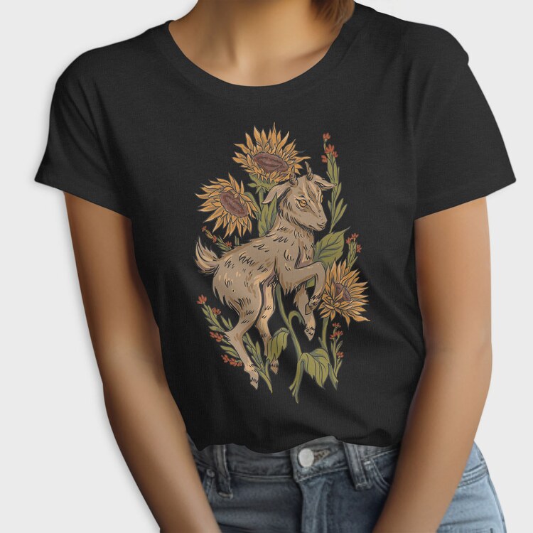 Baby Goat Sunflowers, Tricou Femei