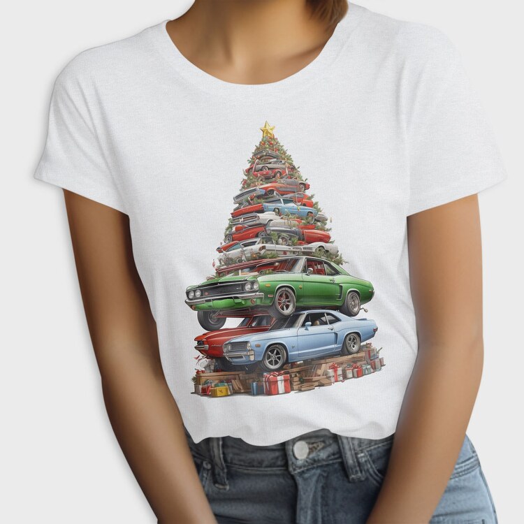 Christmas Tree Muscle Madness Cars, Tricou Femei