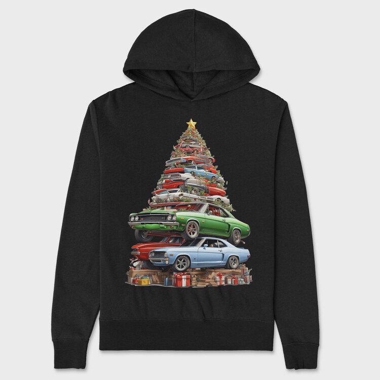 Christmas Tree Muscle Madness Cars, Hanorac Oversize Barbati (Unisex)