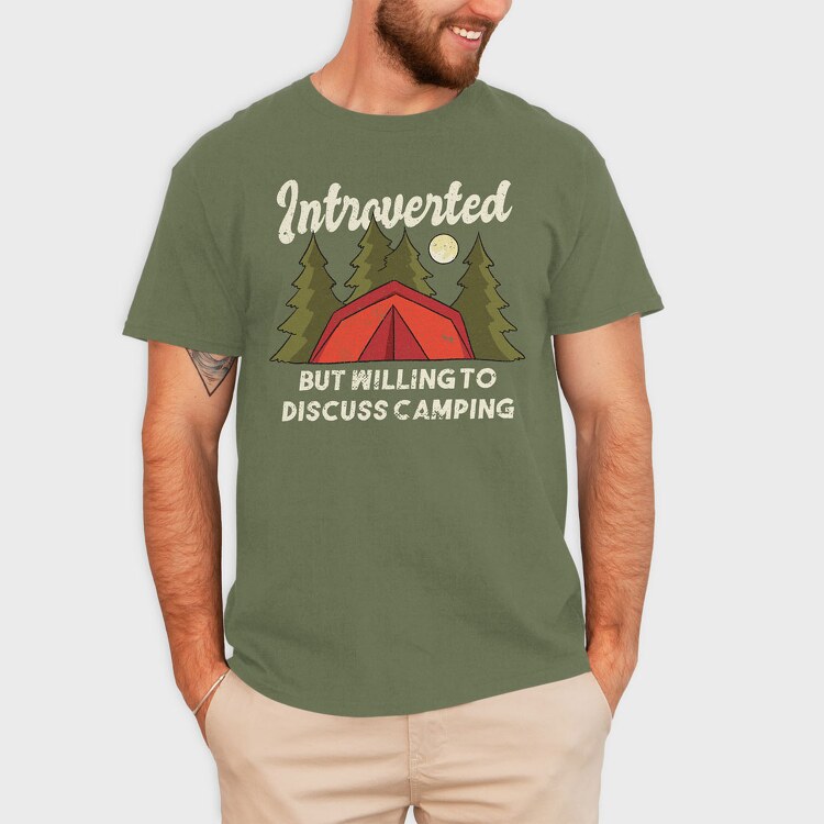 Introvert Camping, Tricou Barbati (Unisex)
