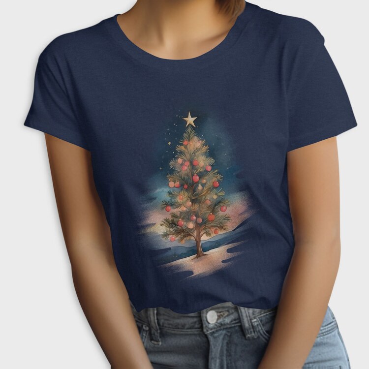 Christmas Tree Watercolor, Tricou Femei