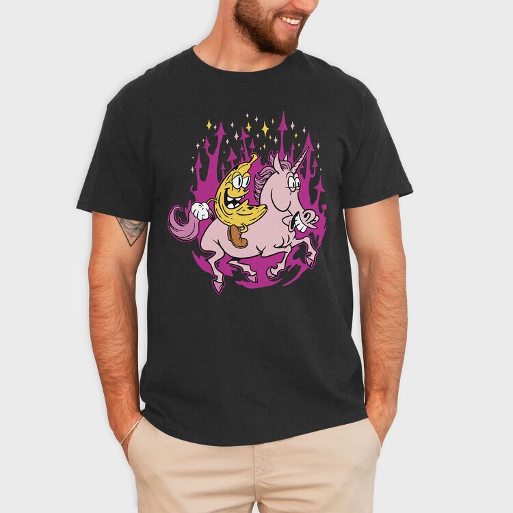 Banana Riding a Unicorn, Tricou Barbati (Unisex)