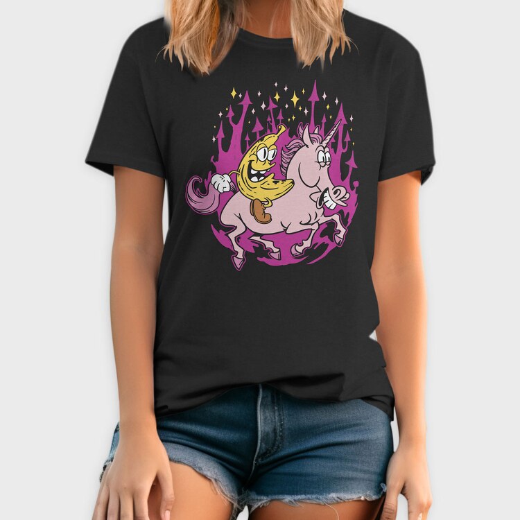 Banana Riding a Unicorn, Tricou Barbati (Unisex)