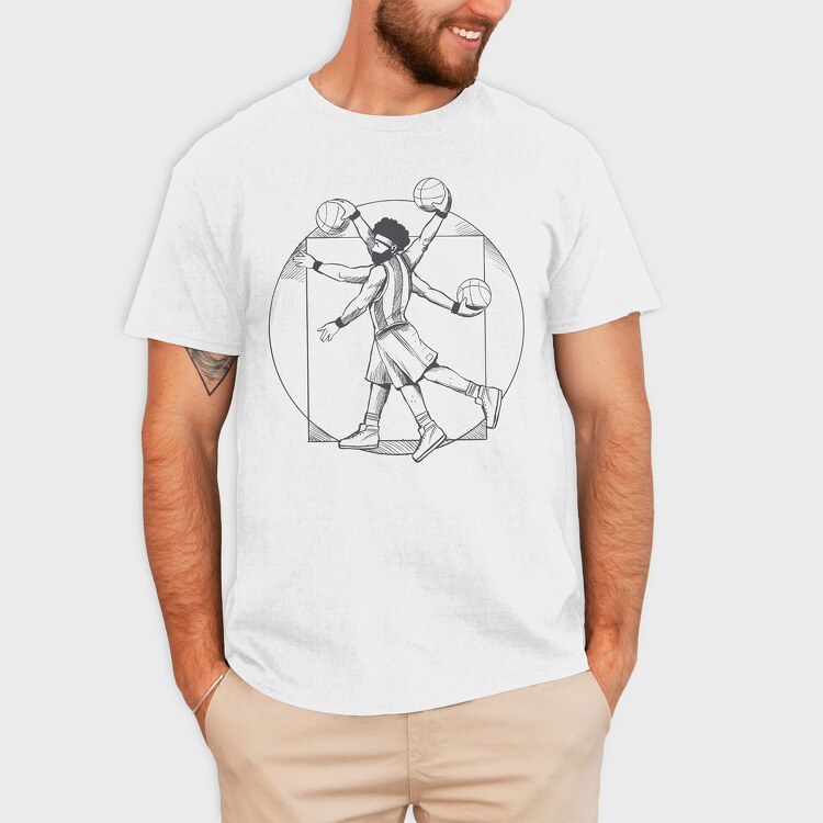 Basketball Vitruvian Man, Tricou Barbati (Unisex)