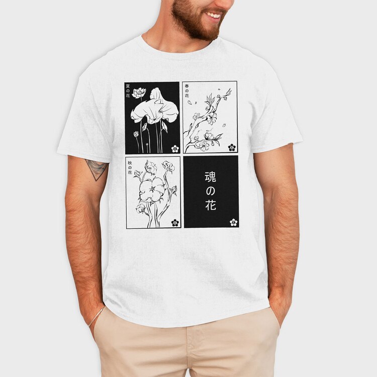 Japanese Flowers, Tricou Barbati (Unisex)