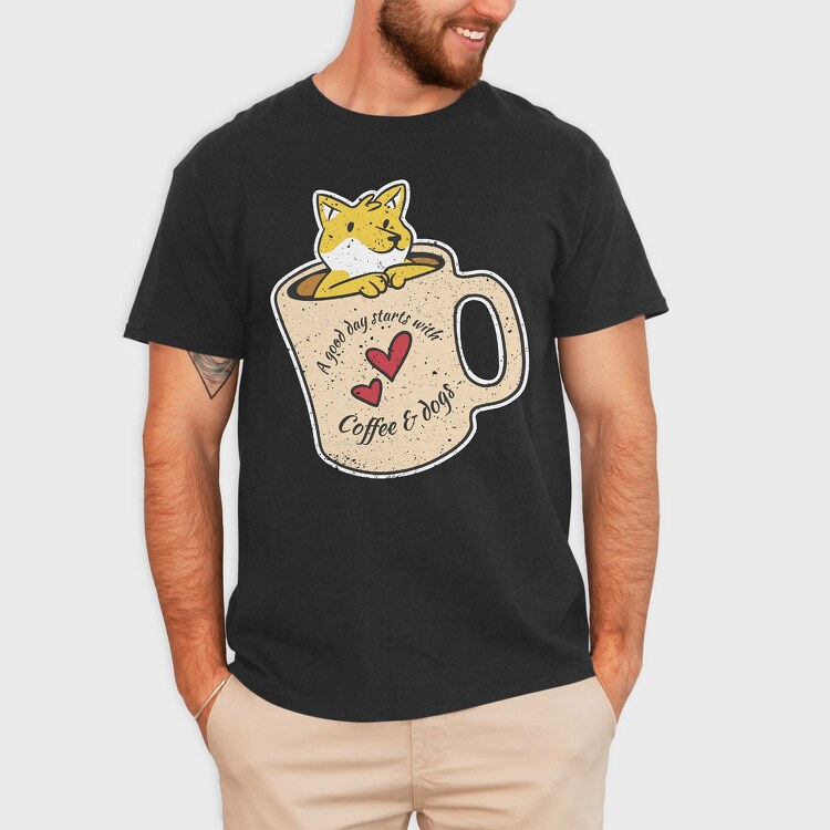 Coffee and Dogs, Tricou Barbati (Unisex)
