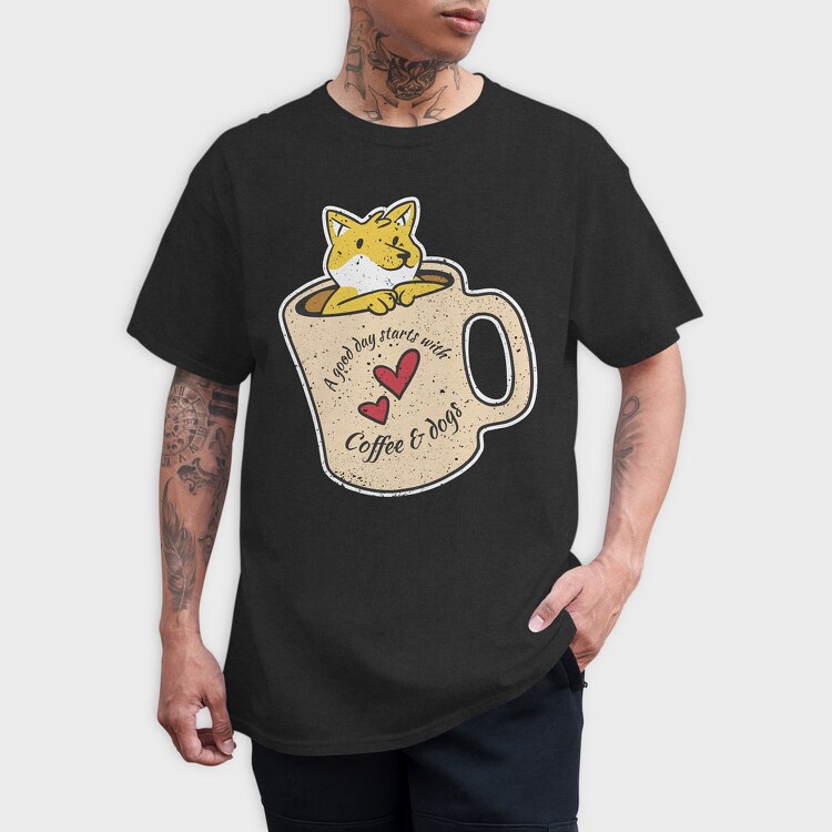 Coffee and Dogs, Tricou Barbati (Unisex)