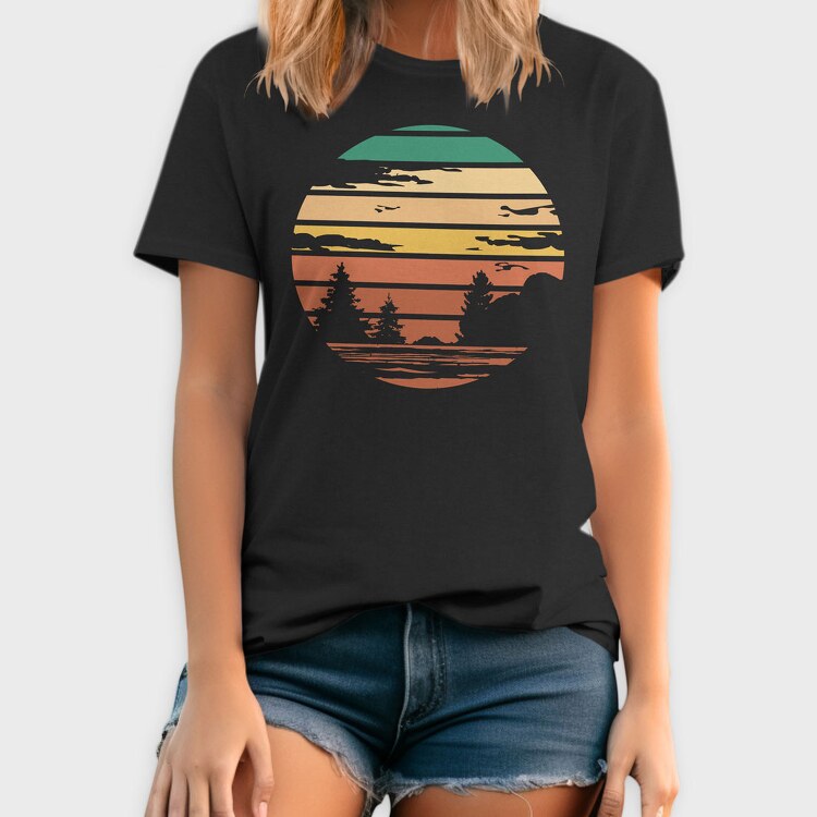 Forest Retro Sunset, Tricou Barbati (Unisex)