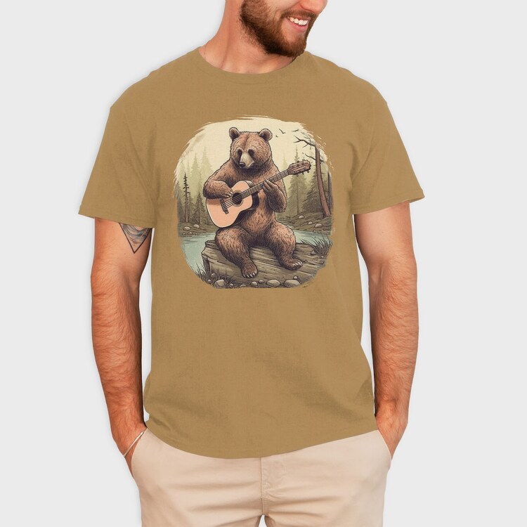 Bear Guitar Cottagecore, Tricou Barbati (Unisex)