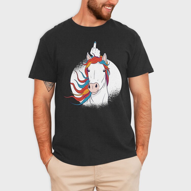 Unicorn Middle Finger Horn, Tricou Barbati (Unisex)