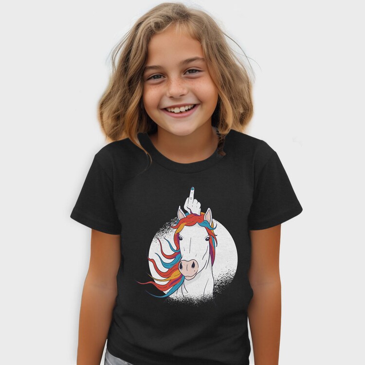 Unicorn Middle Finger Horn, Tricou Copii
