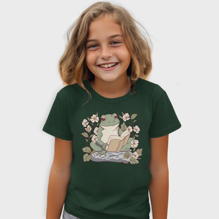 Frog Reading Cottagecore, Tricou Copii