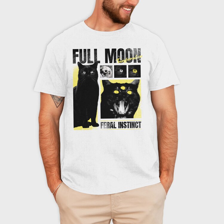 Full Moon Cat, Tricou Barbati (Unisex)