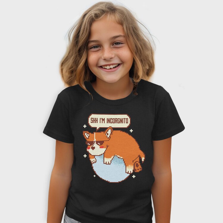 Corgi Dog Pixel, Tricou Copii