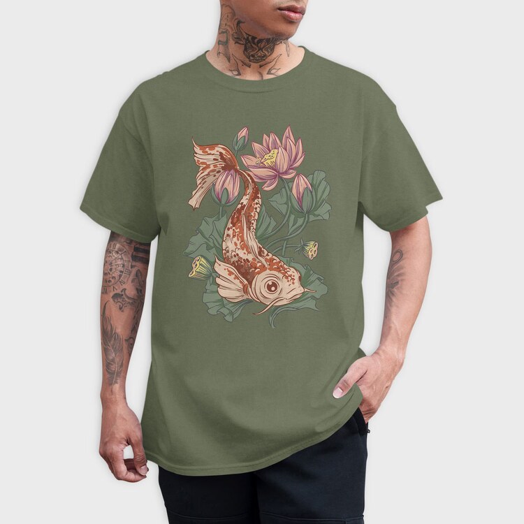 Koi Lotus, Tricou Barbati (Unisex)
