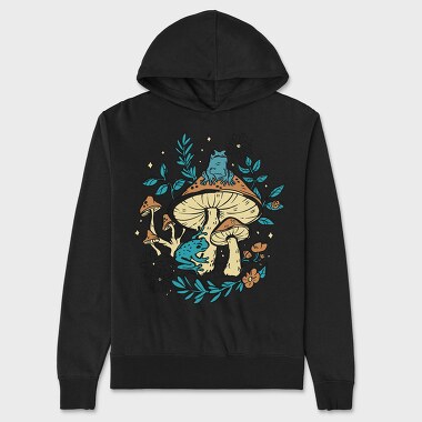 Cottagecore Moshrooms Frogs, Hanorac Oversize Barbati (Unisex)