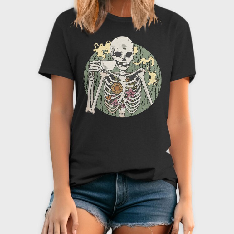 Skeleton With Coffee, Tricou Barbati (Unisex)