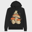 Cottagecore Mushroom Frog, Hanorac Oversize Barbati (Unisex)