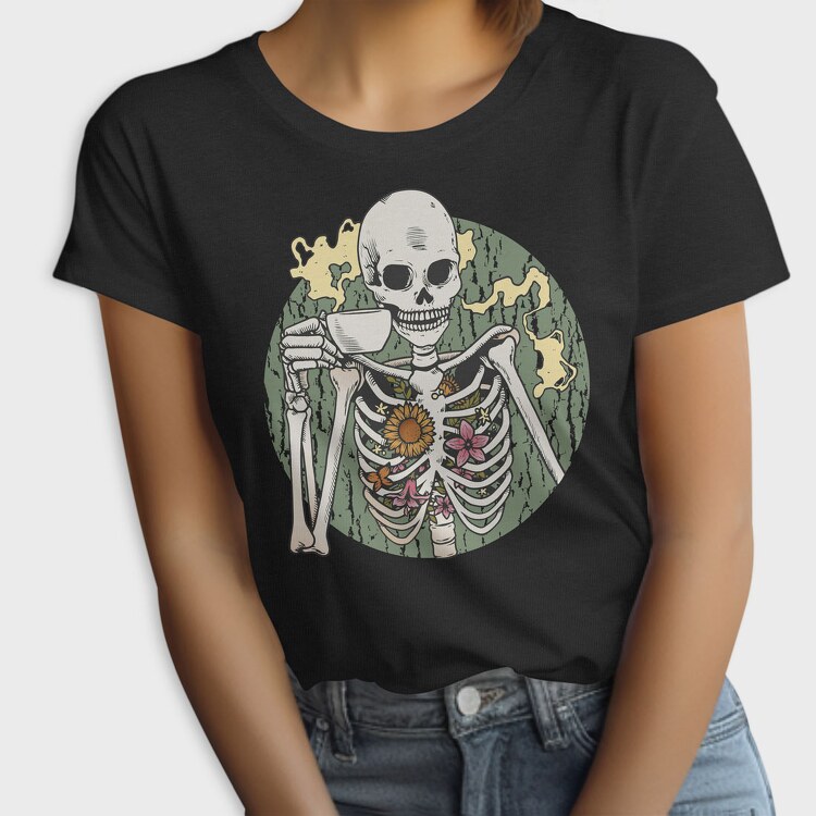 Skeleton With Coffee, Tricou Femei