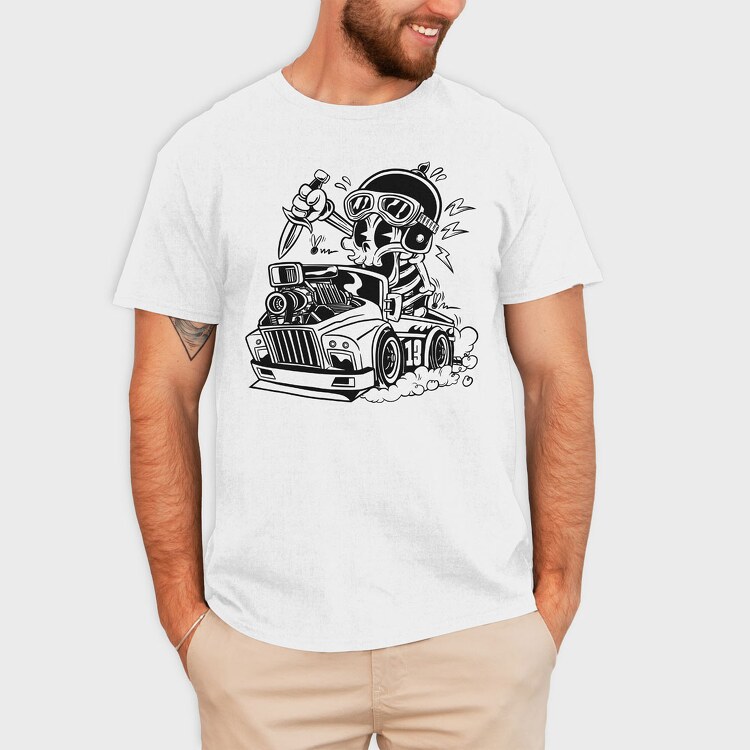 Skull Car Cartoon, Tricou Barbati (Unisex)
