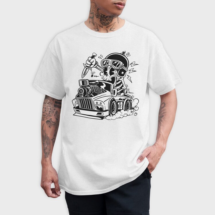 Skull Car Cartoon, Tricou Barbati (Unisex)