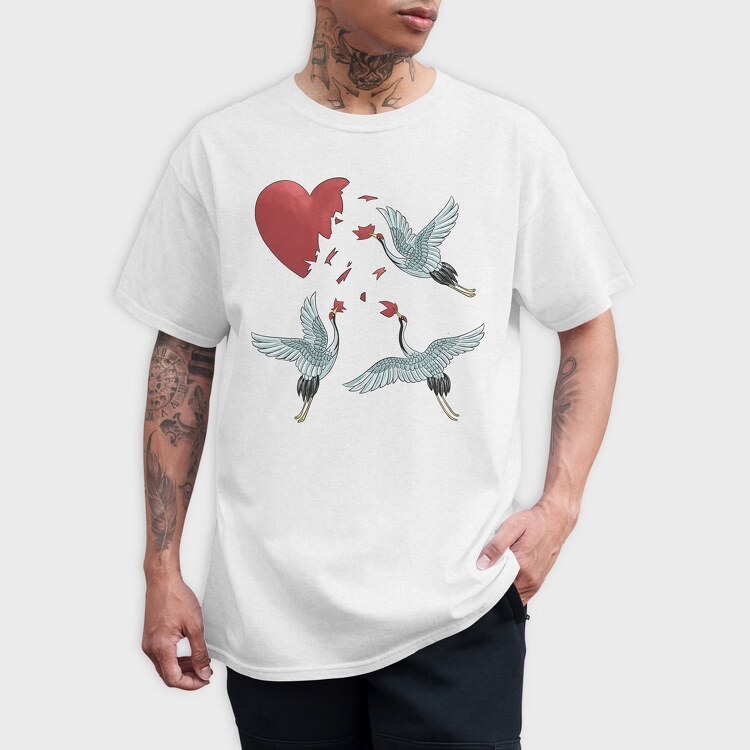 Crane Broken Heart, Tricou Barbati (Unisex)